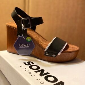 Comfy Black Sandal Wedges